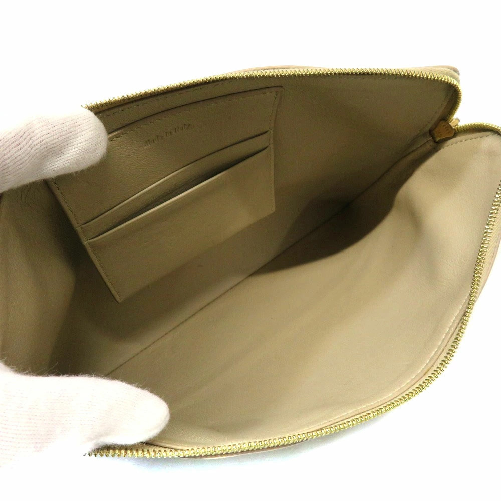 CELINE Clutch Bag Shoulder Calf Leather Beige Blue Two Tone - Picture 7 of 11